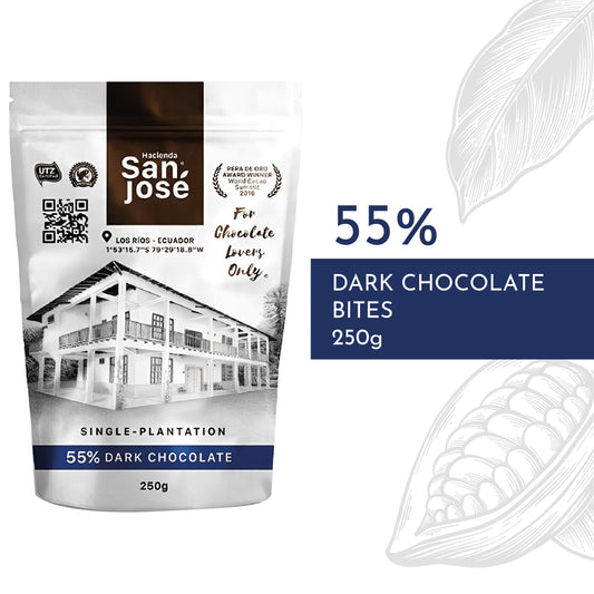 55% Cacao Bites – Smooth Dark Chocolate from Ecuador – 250g