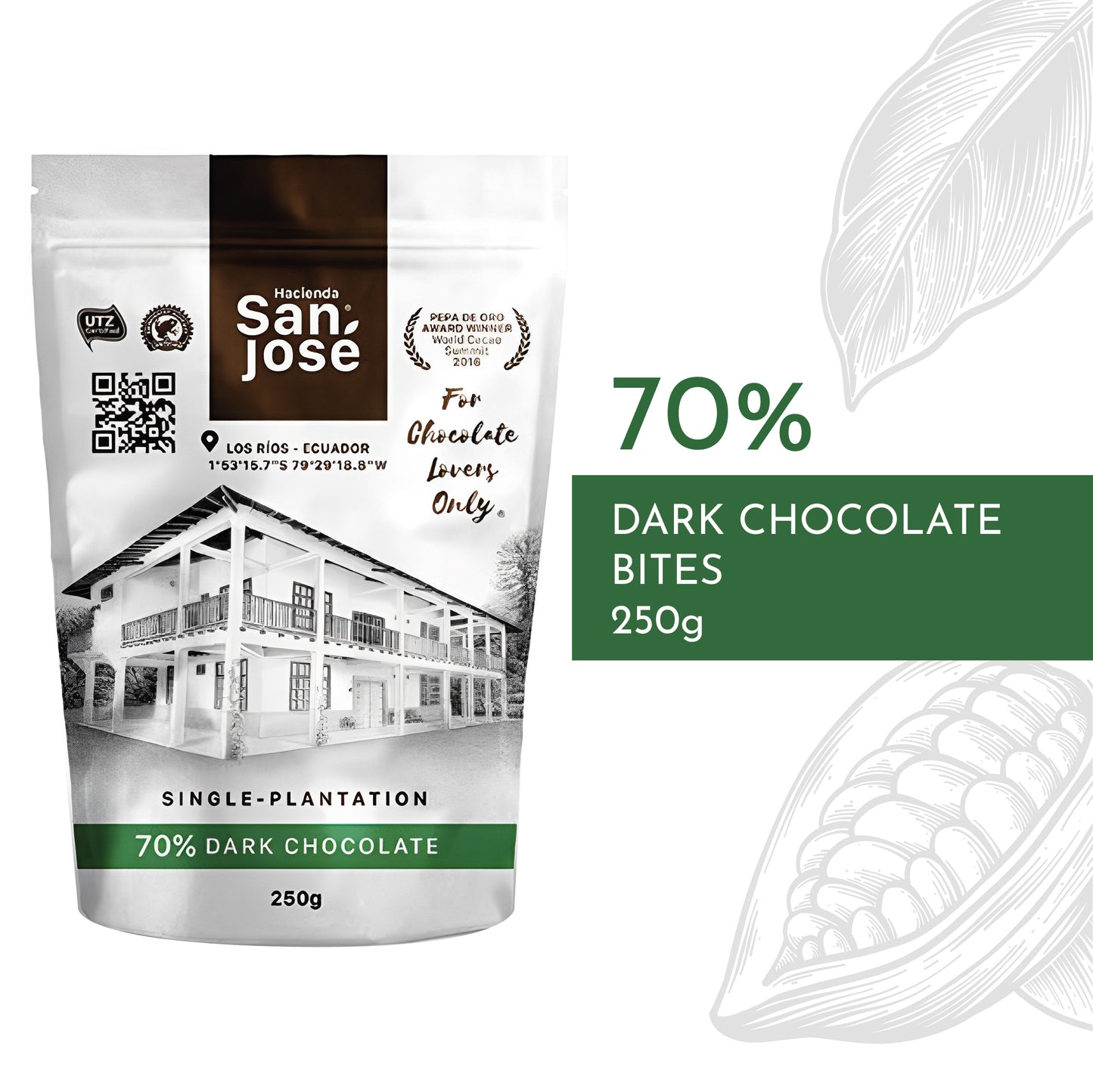 70% Cacao Bites – Premium Dark Chocolate from Ecuador – 250g