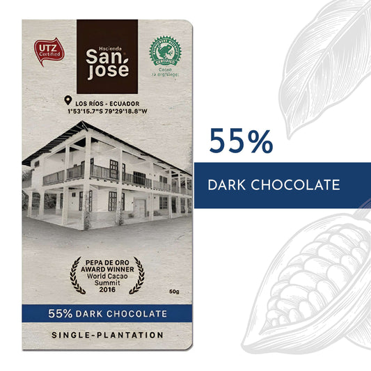 55% Cacao Bar – Smooth Dark Chocolate from Ecuador – 50g