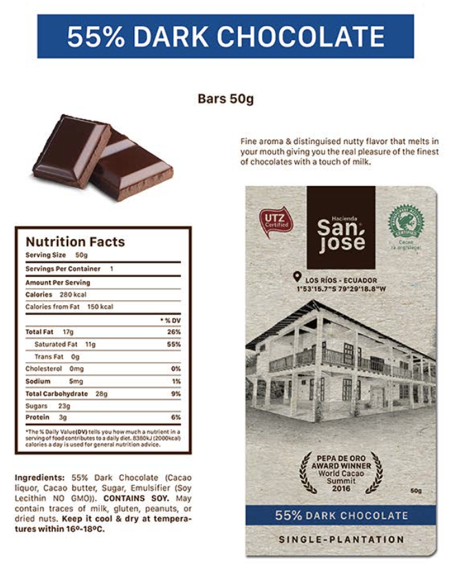 55% Dark Chocolate Bar