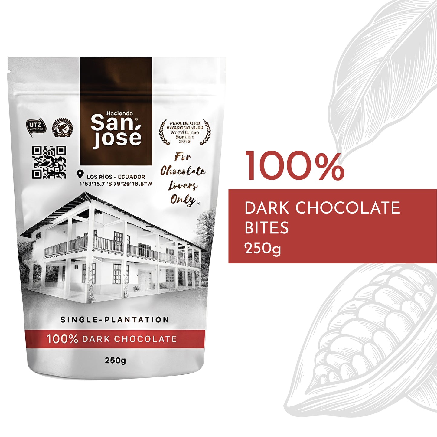 100% Dark Chocolate Bites 250 g.