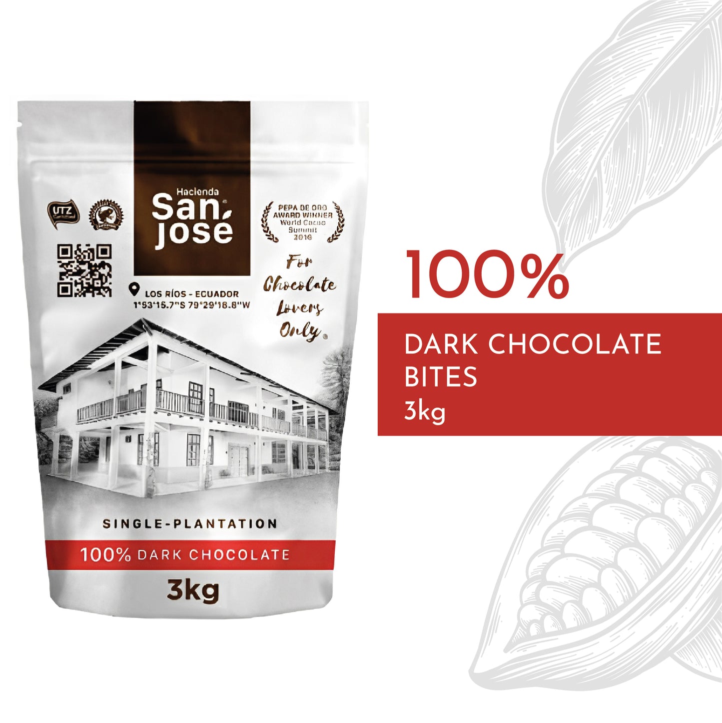 100% Dark Chocolate Bites 3 kg.