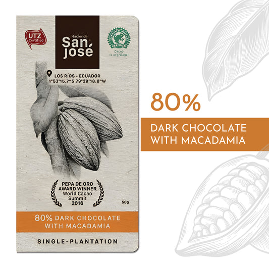 80% Dark Chocolate Bar with Macadamia